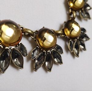 Banana Republic Yellow Cab Gray Rhinestone Gold-Tone Chain Necklace